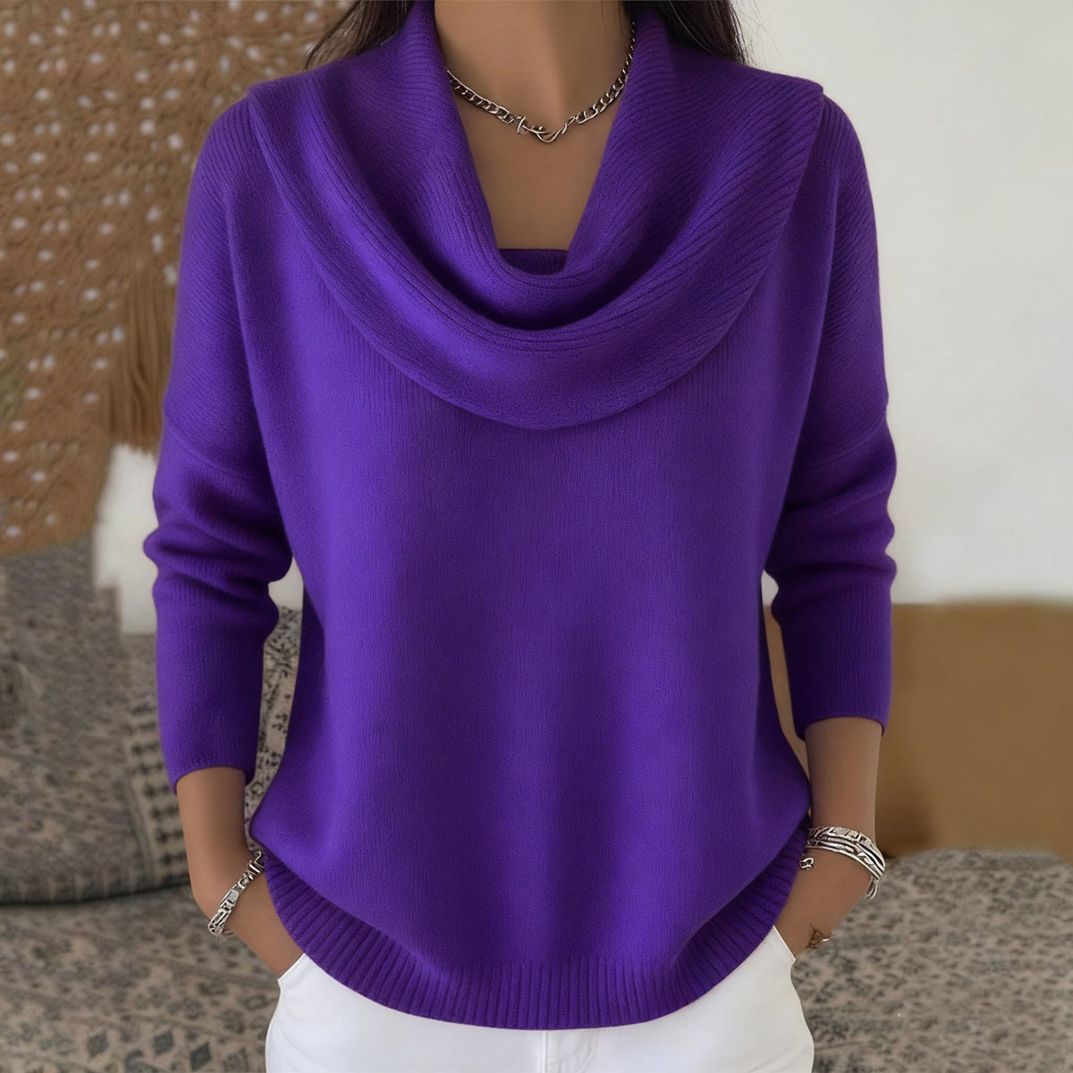 Helvano | Damenpullover mit gracilem Kragen