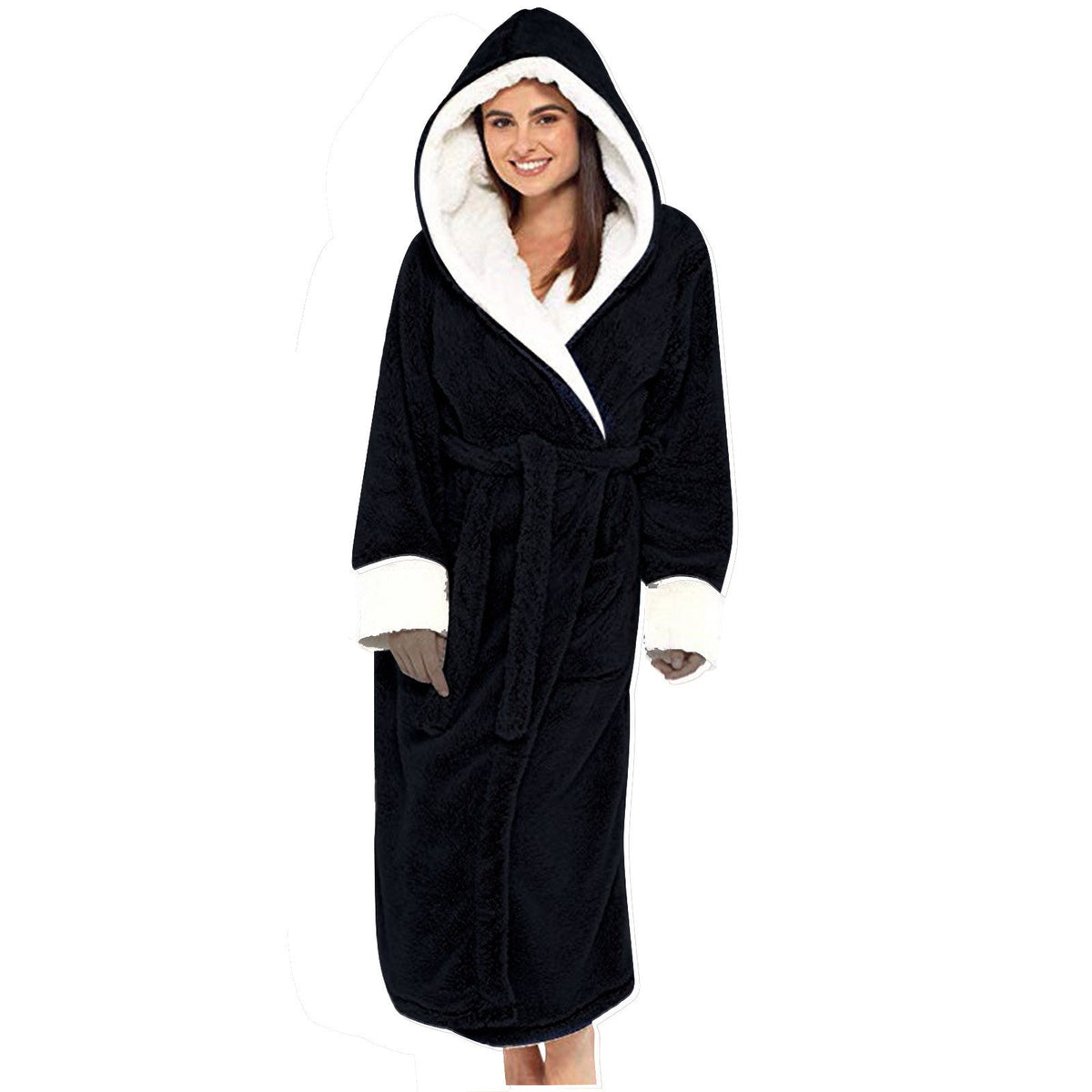 Helvano | Kuscheliger Fleece-Bademantel mit Kapuze für Damen
