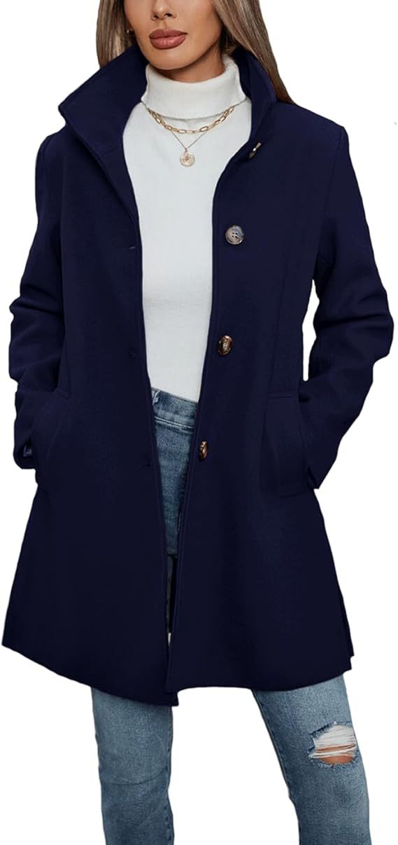 Helvano | Eleganter Wollmantel mit Stehkragen für Damen