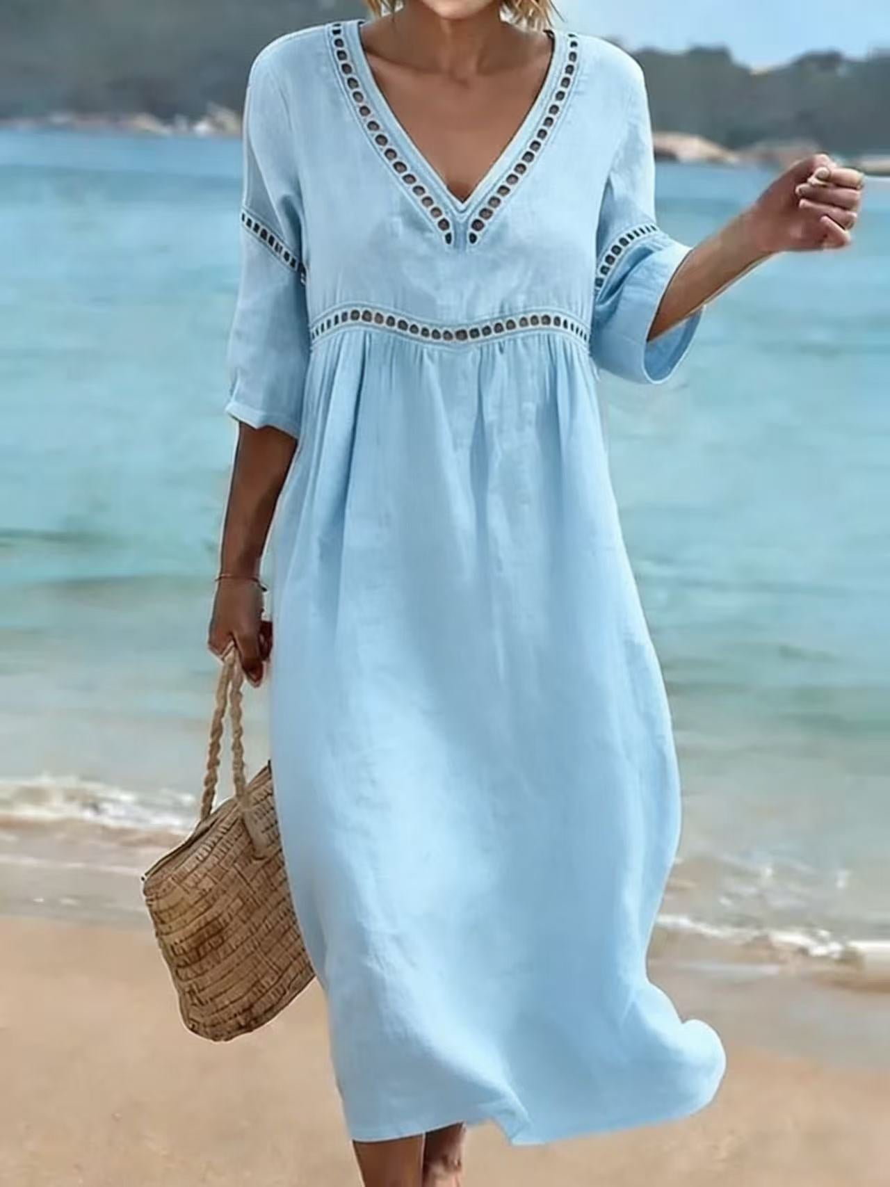 Helvano | Midikleid mit V-Ausschnitt für Damen