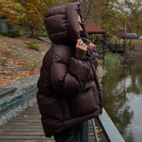Helvano | Gesteppte Winterjacke mit Kapuze für Damen in Dunkelbraun