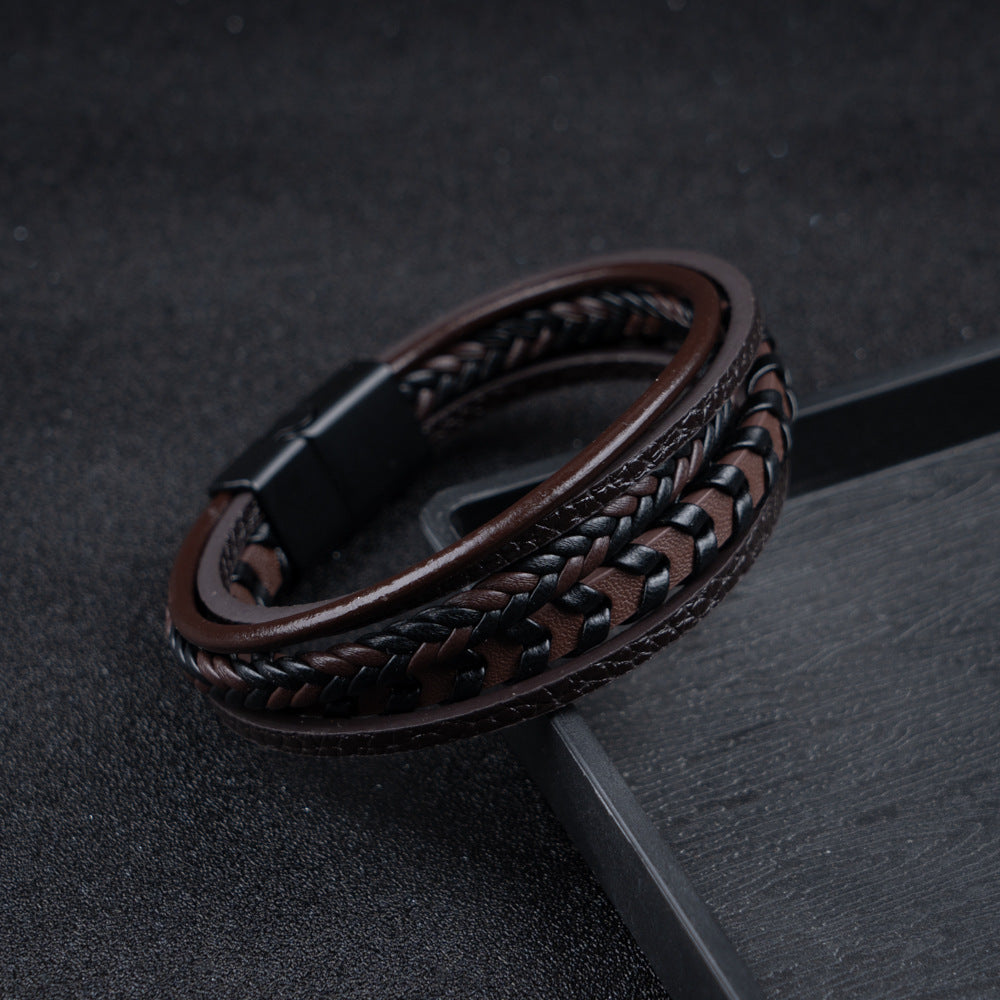 Helvano | Herren-Lederarmband in Schwarz