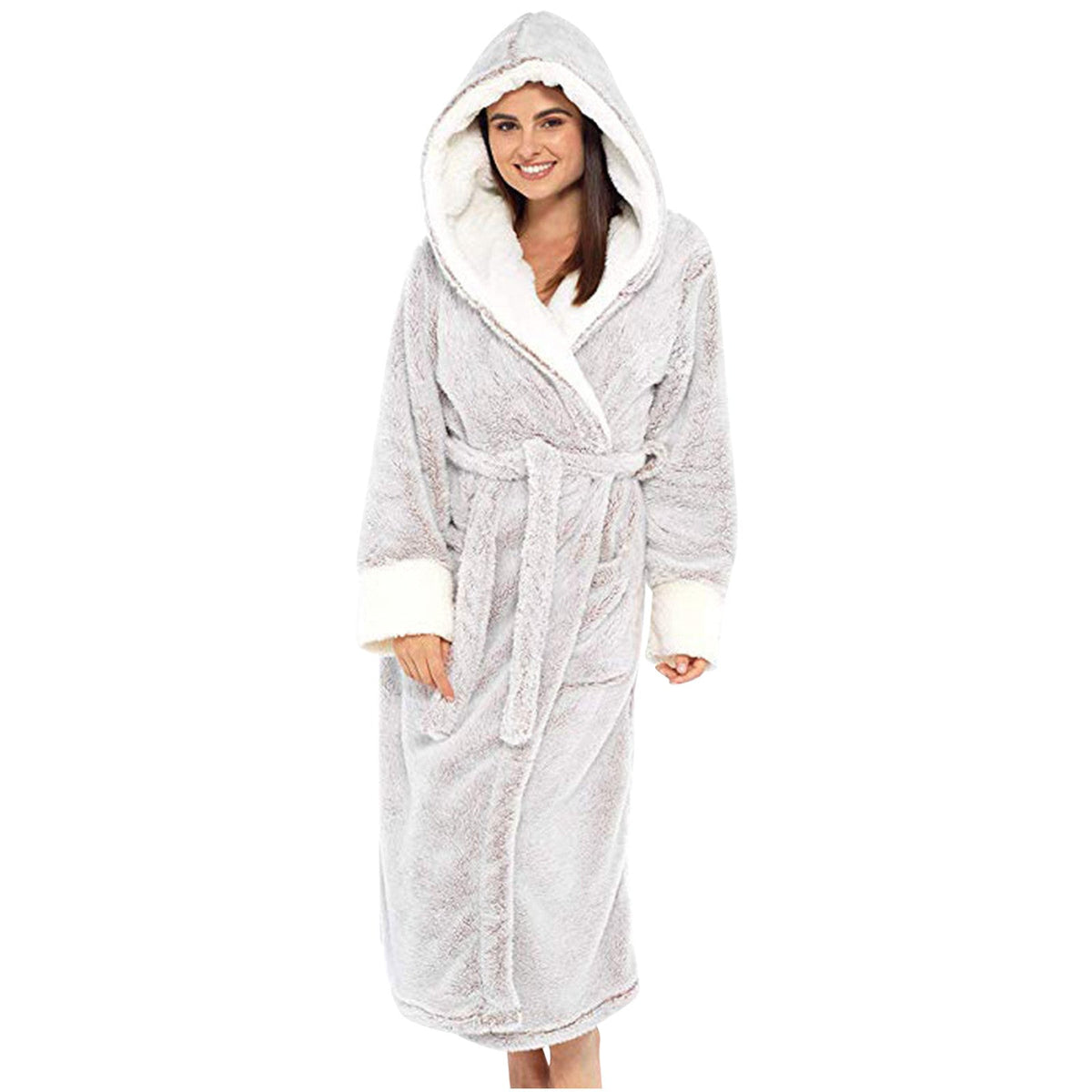 Helvano | Kuscheliger Fleece-Bademantel mit Kapuze für Damen