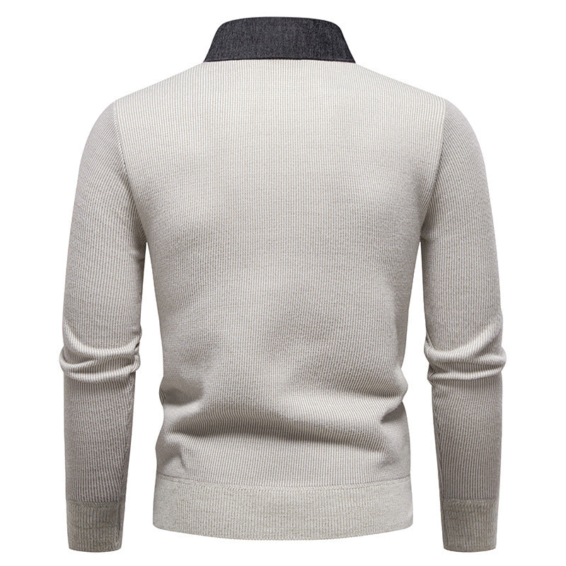 Helvano | Herren Strickpullover mit Kontrastkragen