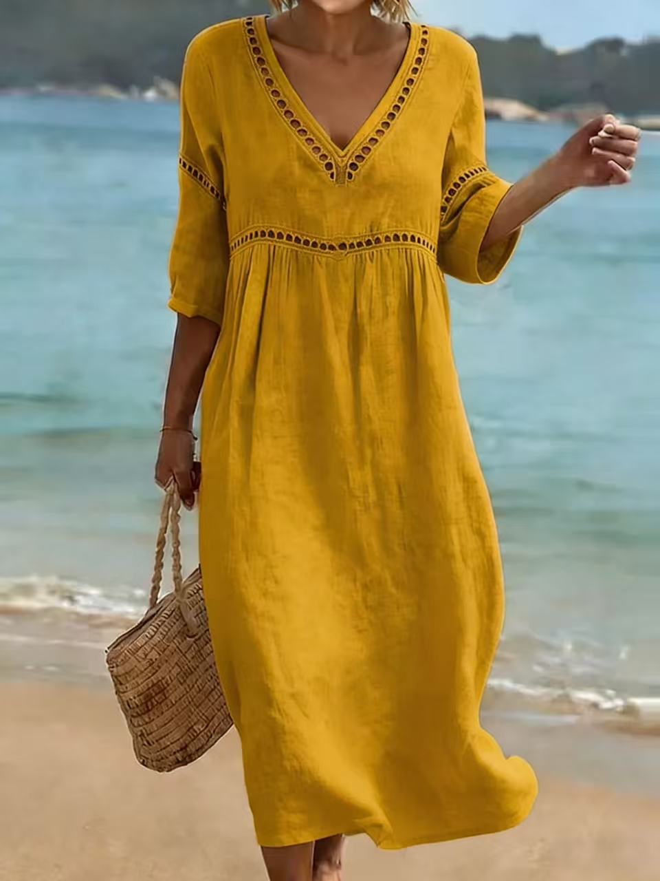 Helvano | Midikleid mit V-Ausschnitt für Damen