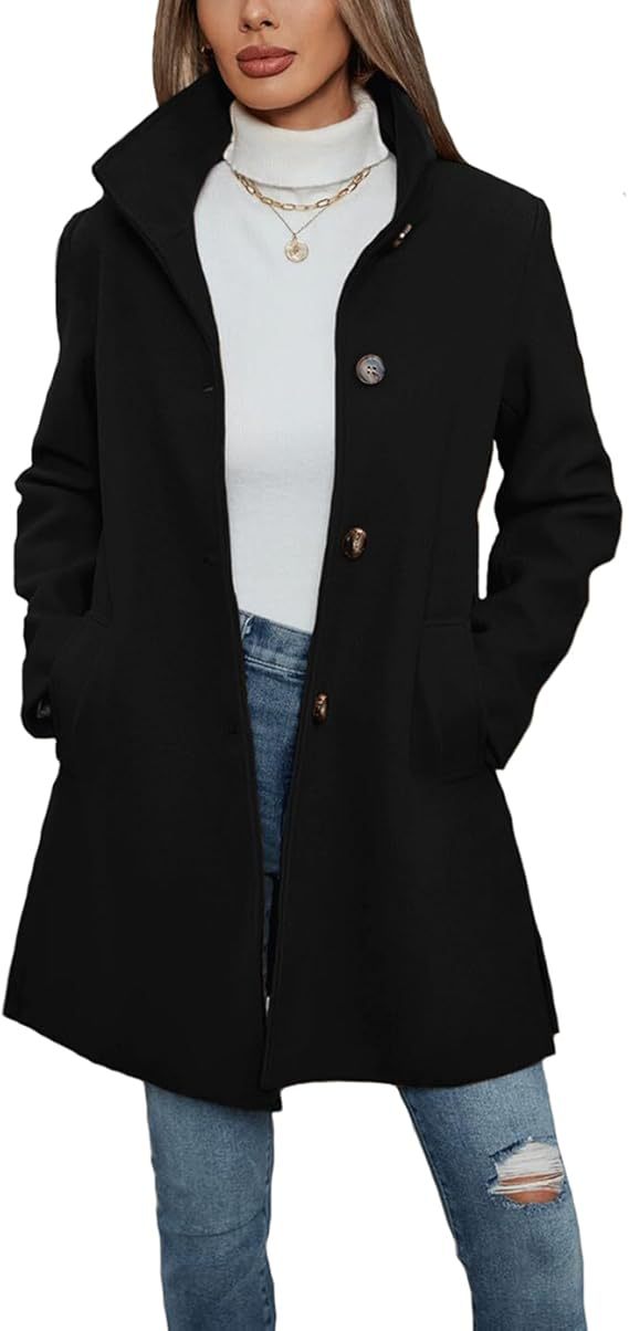 Helvano | Eleganter Wollmantel mit Stehkragen für Damen