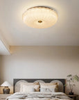 Helvano | Deckenleuchte aus Riffelglas in Gold & Weiss