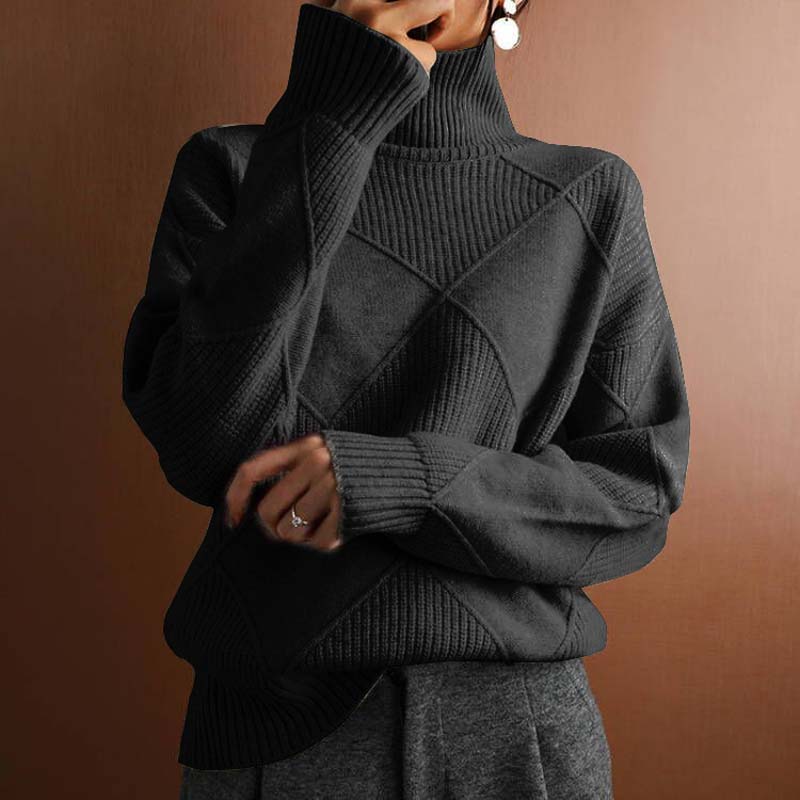 Helvano | Damen Strickpullover mit Stehkragen