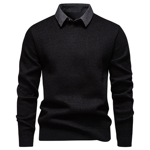 Helvano | Herren Strickpullover mit Kontrastkragen
