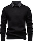 Helvano | Herren Strickpullover mit Kontrastkragen