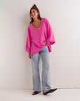 Helvano | Oversized Sweatshirt mit V-Ausschnitt für Damen