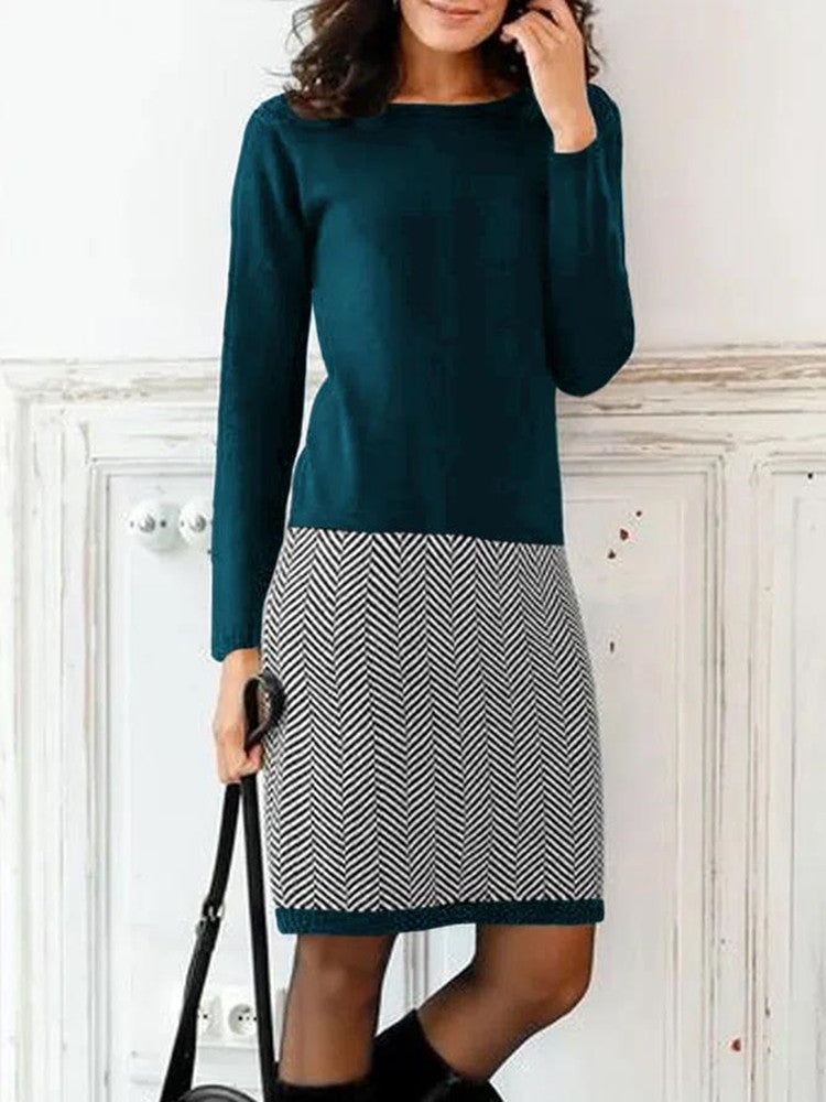 Helvano | Damen Strickkleid mit Chevron-Muster
