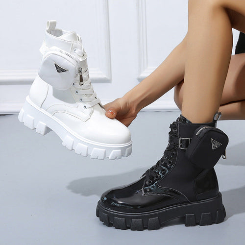 Helvano | Damenstiefel mit Taschen-Detail und auffälliger Sohle