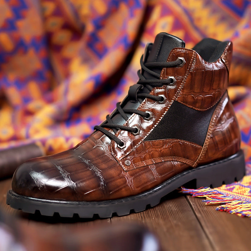 Helvano | Herren Stiefel in Krokoprägung