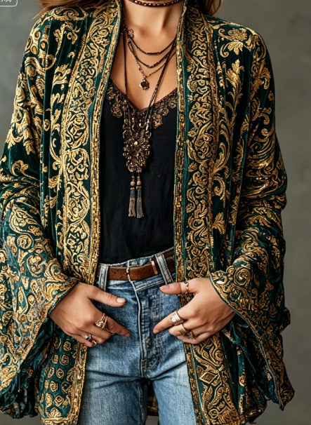 Helvano | Boho-Samtjacke für Damen