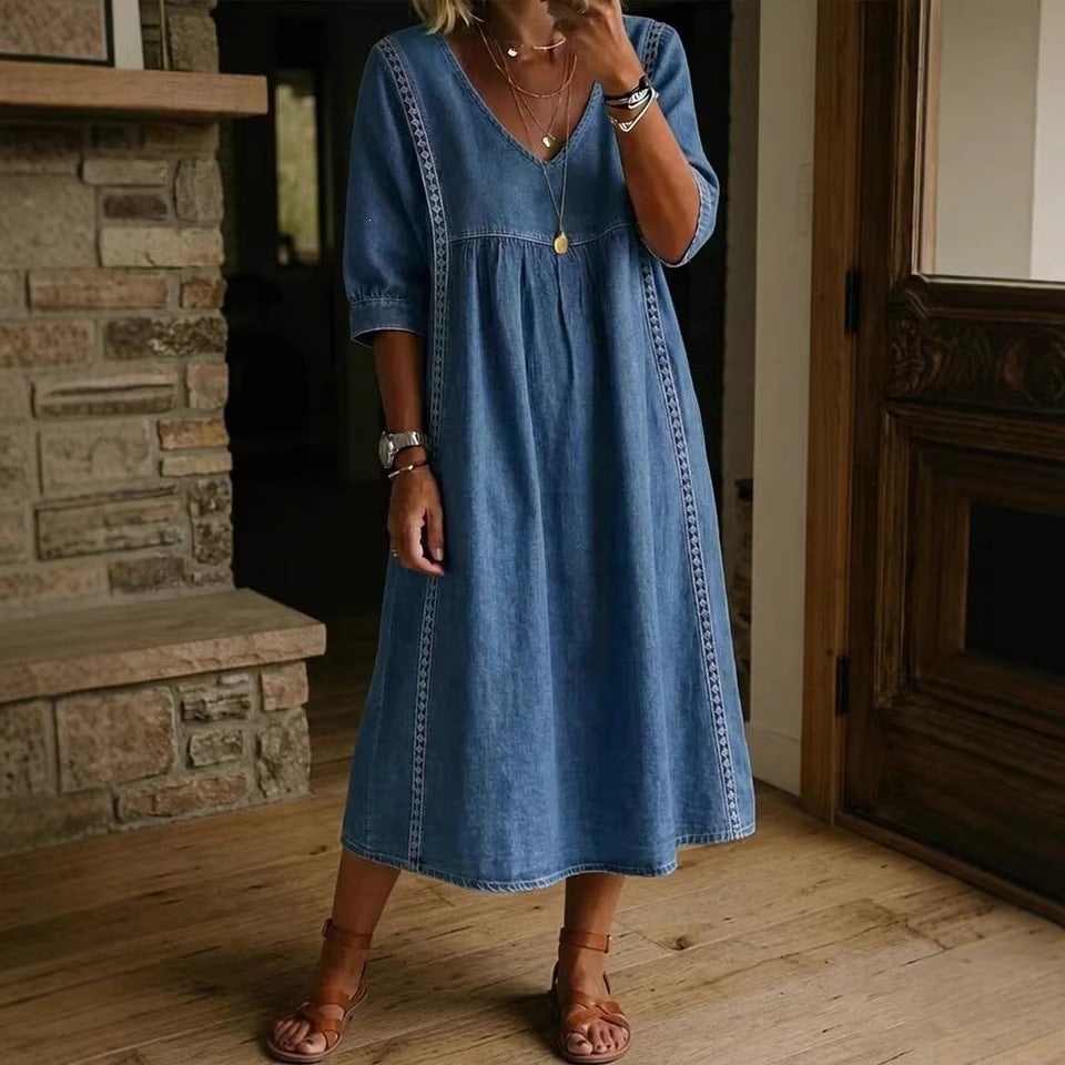 Helvano | Midikleid mit V-Ausschnitt für Damen
