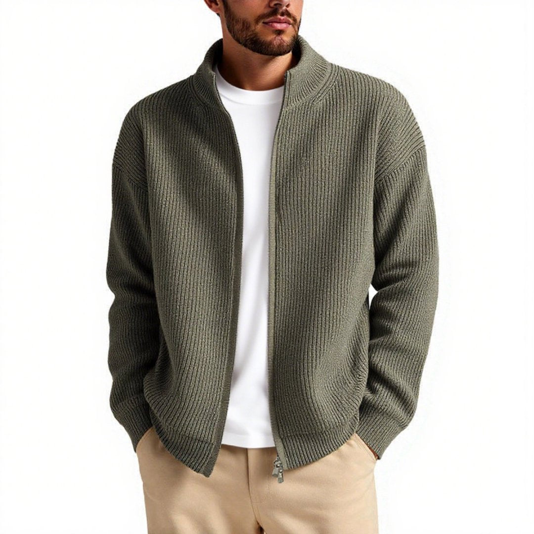 Helvano | Strickjacke mit Stehkragen und Reissverschluss für Herren