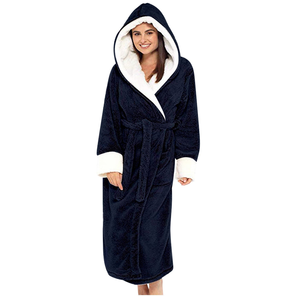 Helvano | Kuscheliger Fleece-Bademantel mit Kapuze für Damen