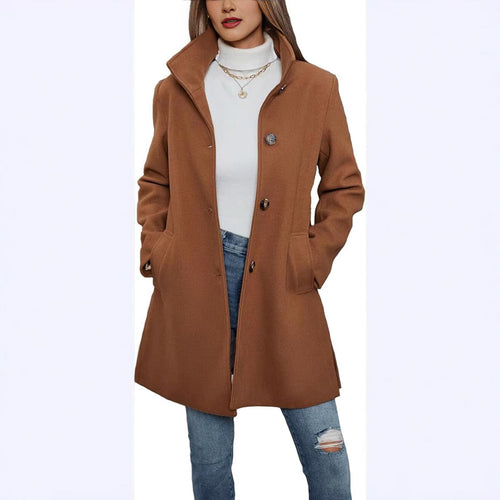 Helvano | Eleganter Wollmantel mit Stehkragen für Damen