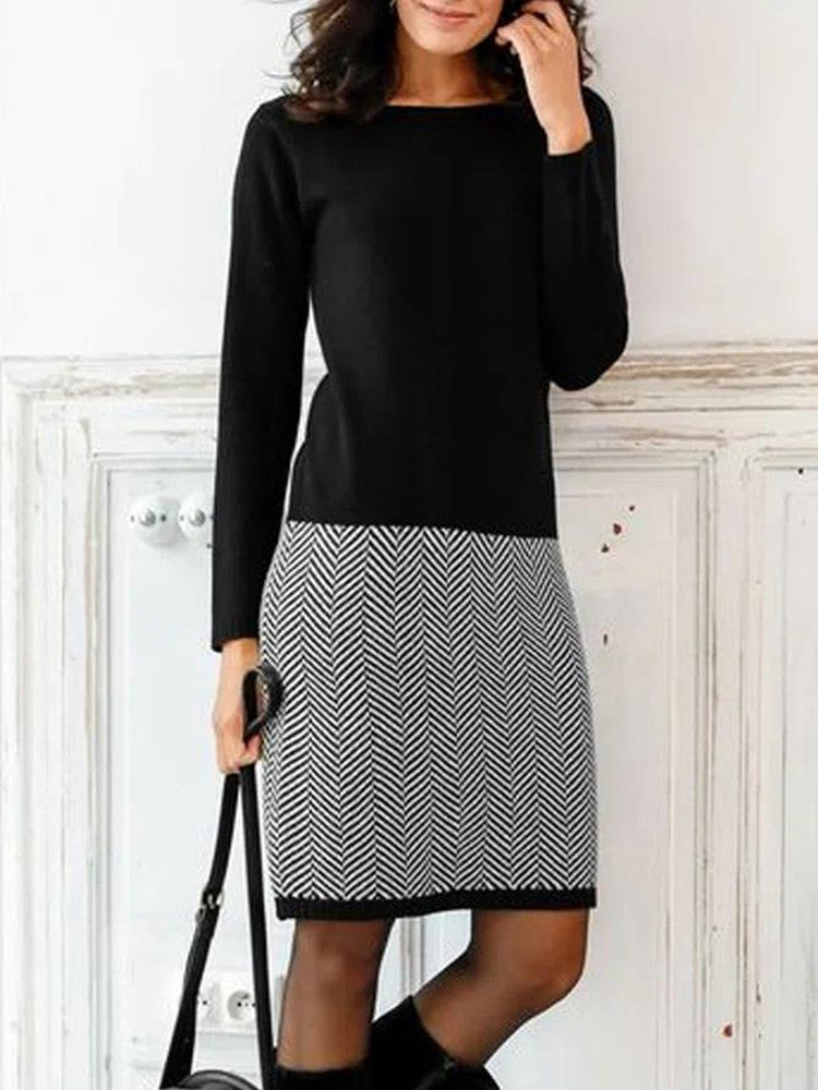 Helvano | Damen Strickkleid mit Chevron-Muster