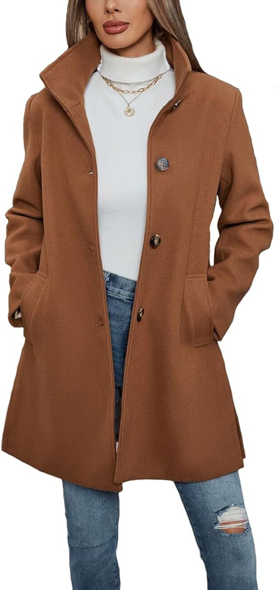 Helvano | Eleganter Wollmantel mit Stehkragen für Damen