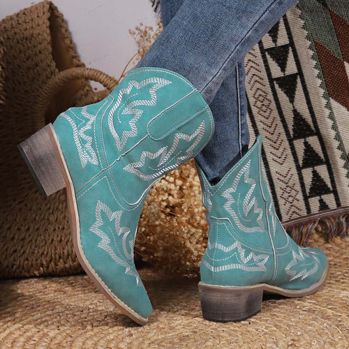 Helvano | Bestickte Vintage-Stiefel für Damen in Blau