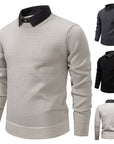 Helvano | Herren Strickpullover mit Kontrastkragen