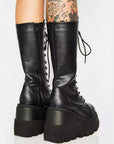 Helvano | Damen Schnürstiefel mit Plateauabsatz in Schwarz