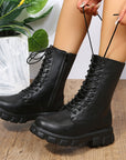 Helvano | Damen Schnürboots mit Plateau und Reissverschluss