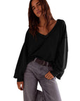 Helvano | Oversized Sweatshirt mit V-Ausschnitt für Damen