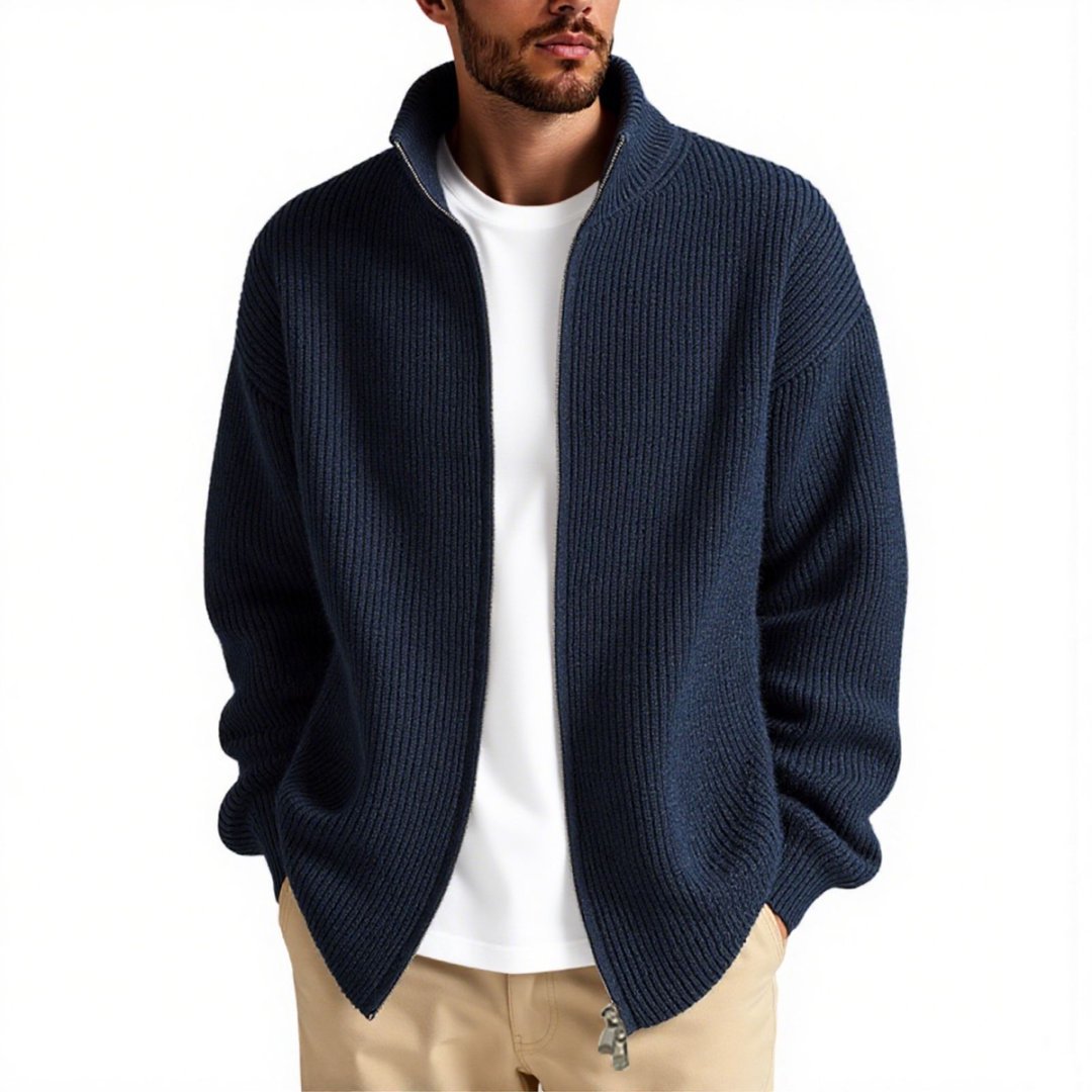 Helvano | Strickjacke mit Stehkragen und Reissverschluss für Herren