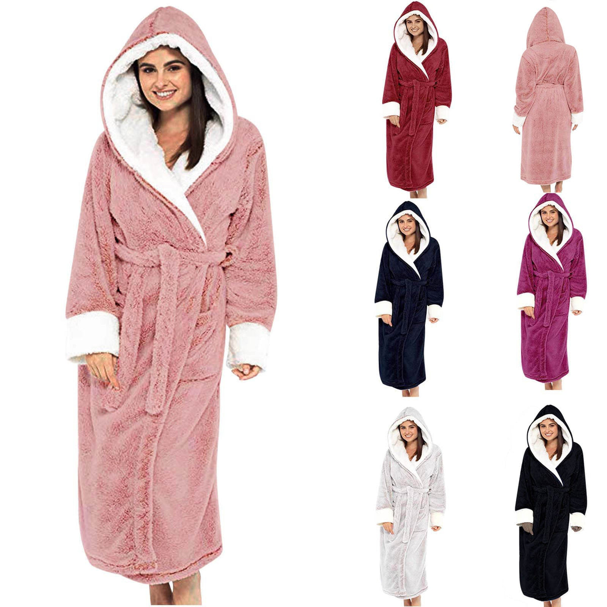 Helvano | Kuscheliger Fleece-Bademantel mit Kapuze für Damen
