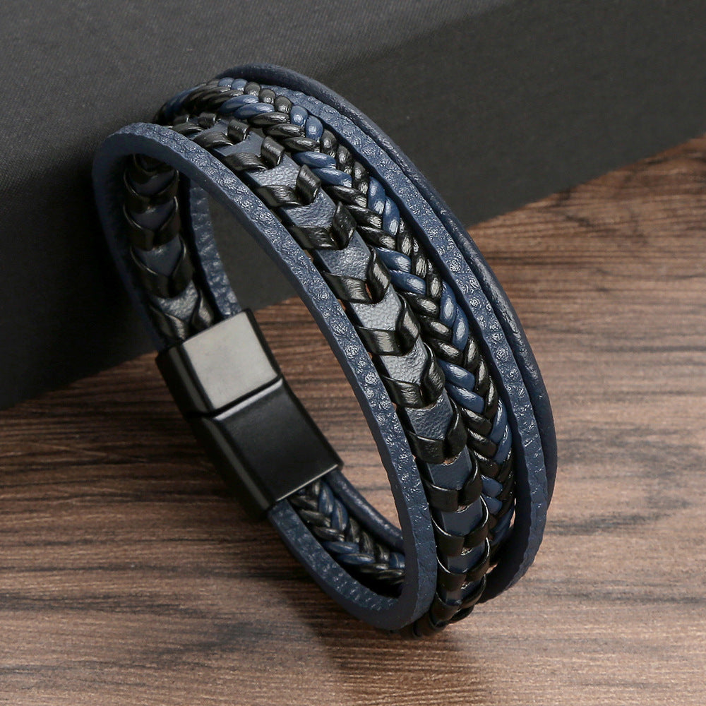 Helvano | Herren-Lederarmband in Schwarz