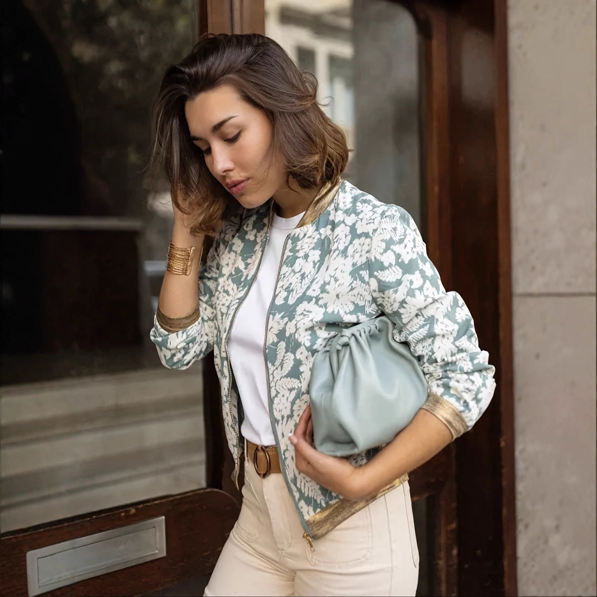 Helvano | Bomberjacke mit Blumenmuster für Damen