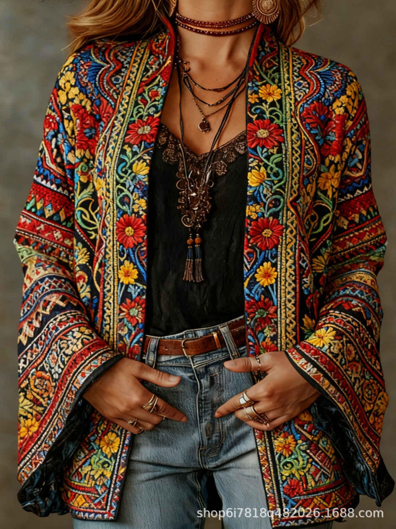 Helvano | Boho-Samtjacke für Damen