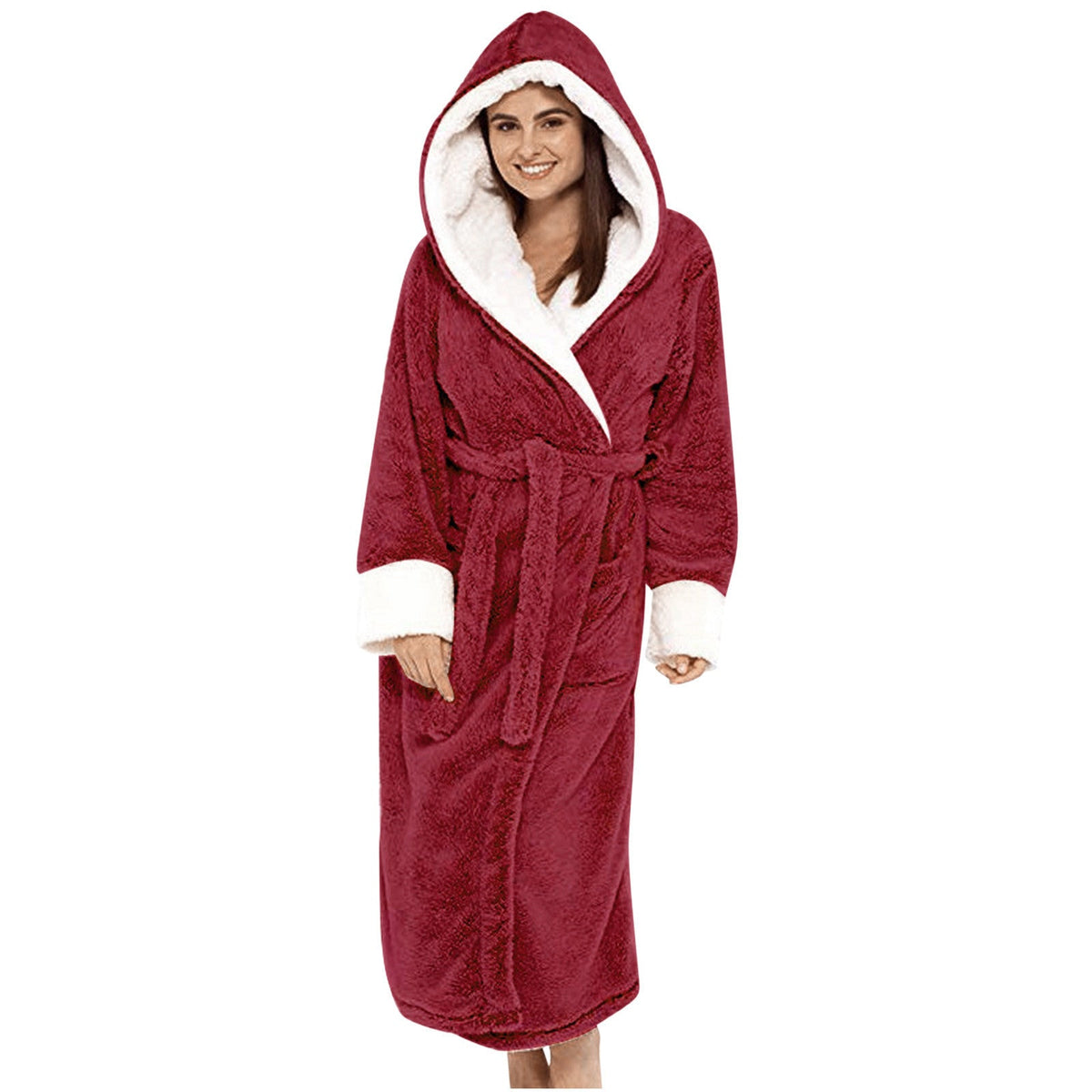 Helvano | Kuscheliger Fleece-Bademantel mit Kapuze für Damen