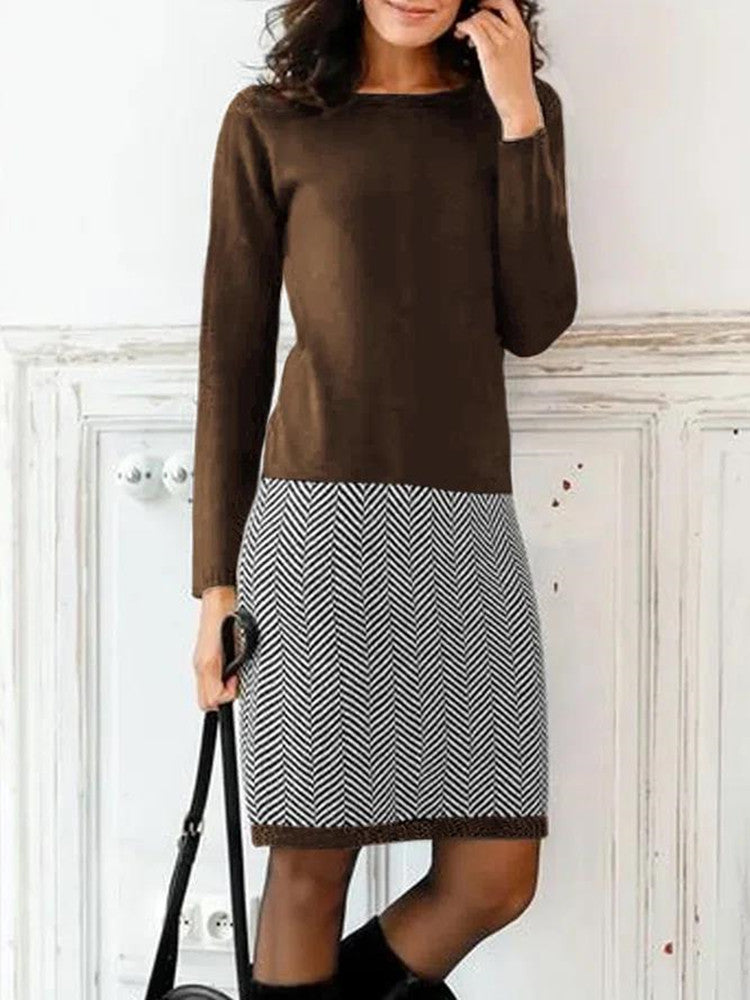Helvano | Damen Strickkleid mit Chevron-Muster