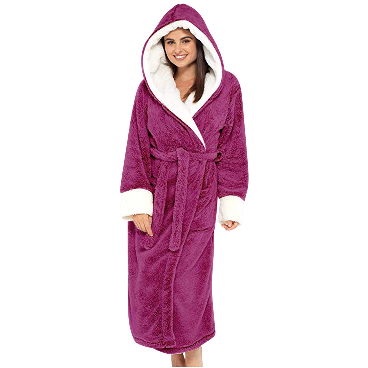 Helvano | Kuscheliger Fleece-Bademantel mit Kapuze für Damen