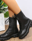 Helvano | Damen Schnürboots mit Plateau und Reissverschluss