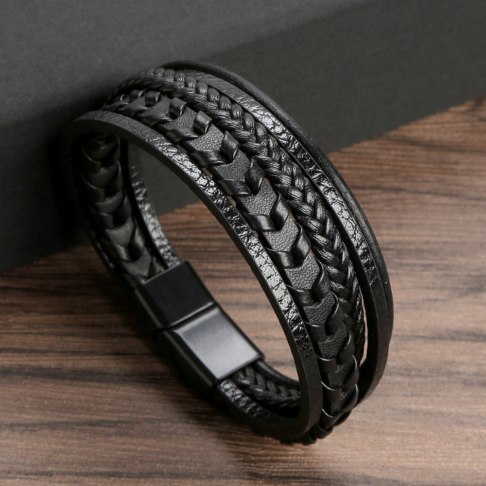 Helvano | Herren-Lederarmband in Schwarz