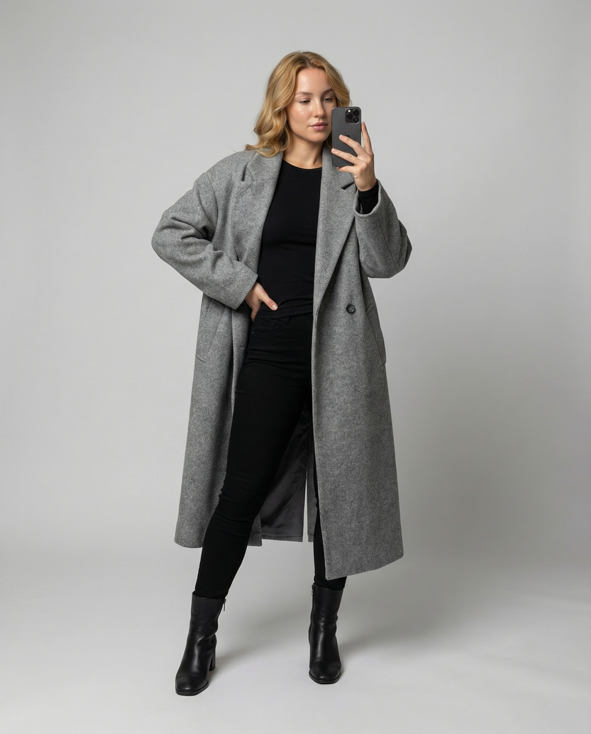 Helvano | Oversized Wollmantel mit Taschen für Damen