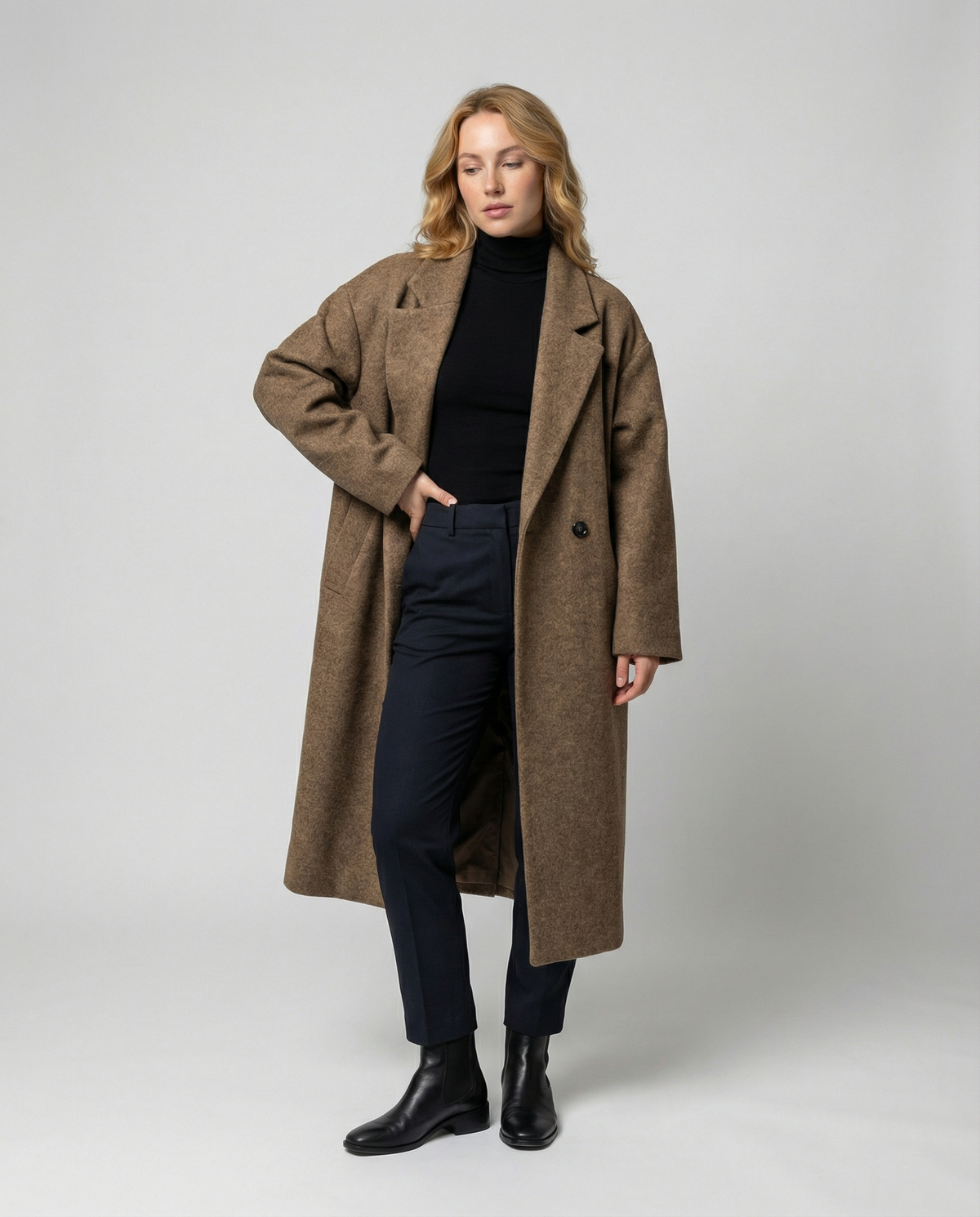 Helvano | Oversized Wollmantel mit Taschen für Damen