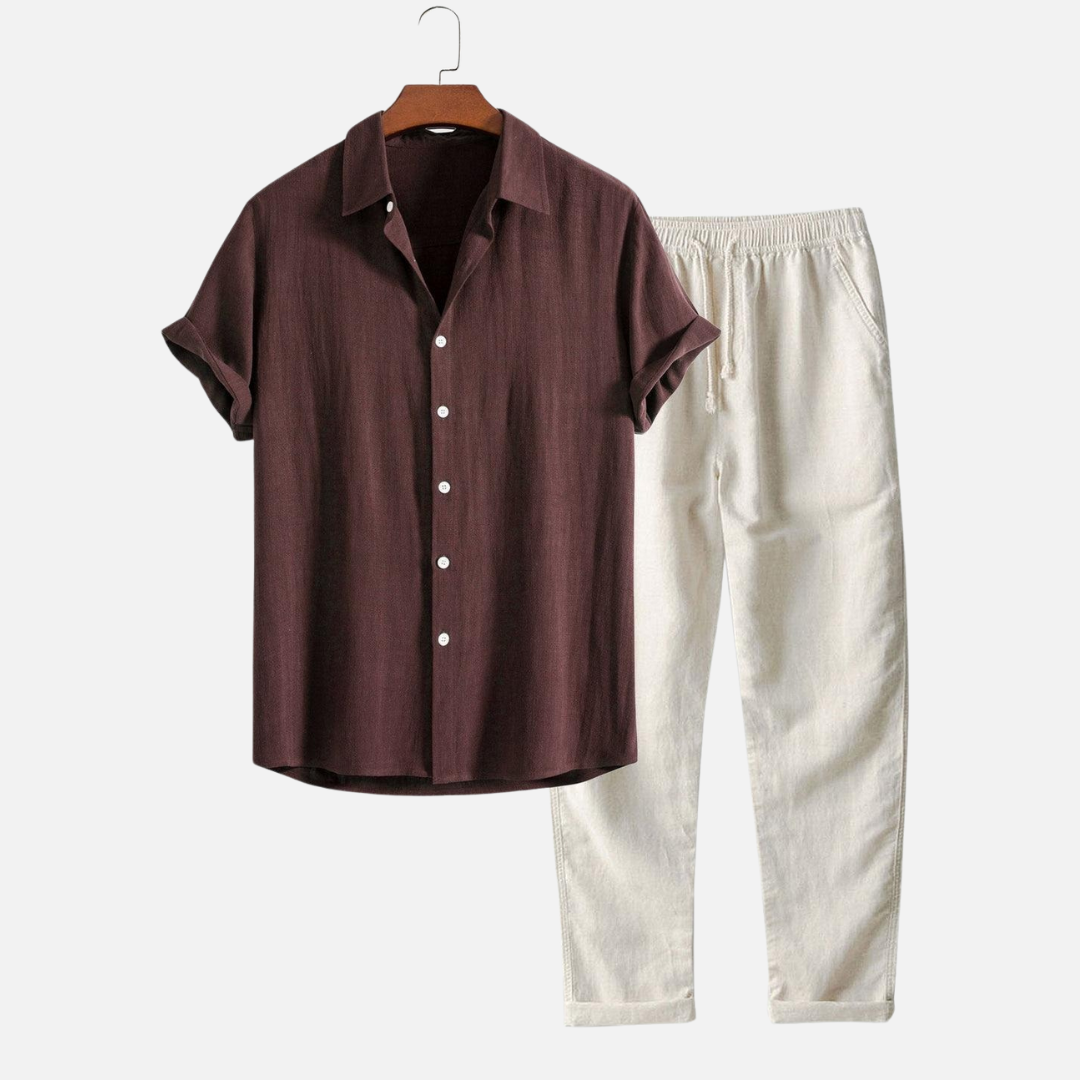 Helvano | Leinen-Set für Herren mit Hemd und Shorts