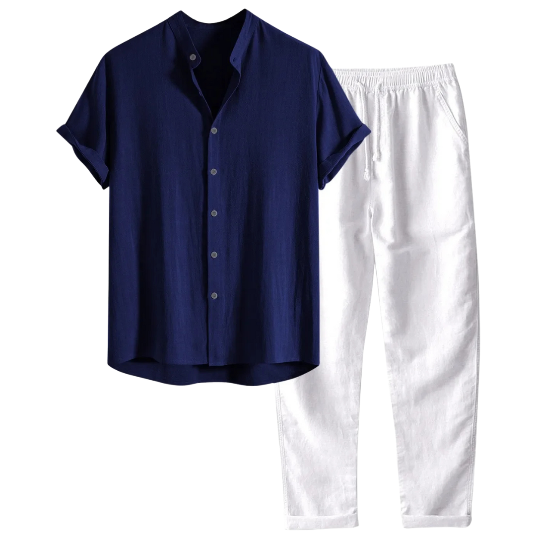 Helvano | Leinen-Set für Herren mit Hemd und Shorts