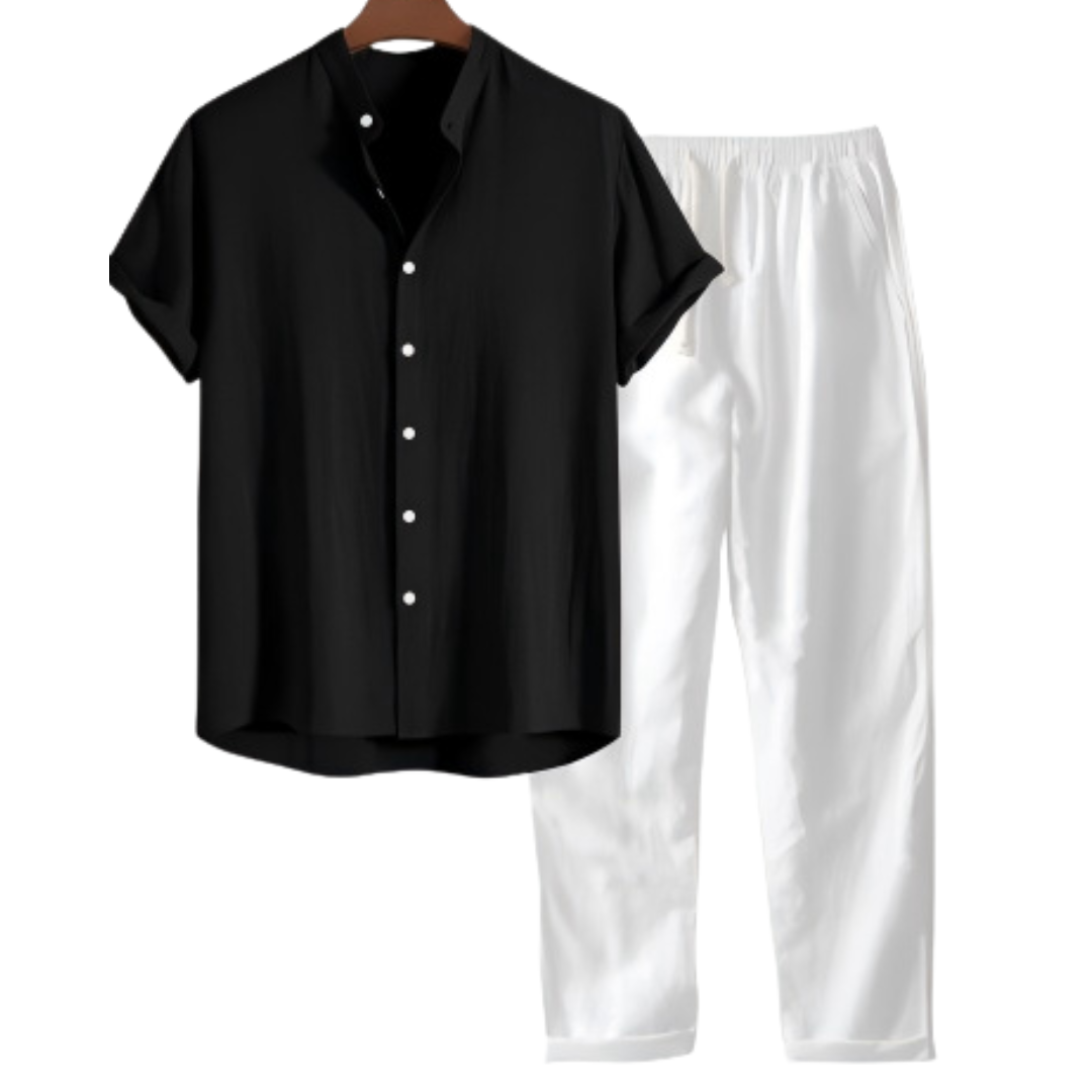 Helvano | Leinen-Set für Herren mit Hemd und Shorts