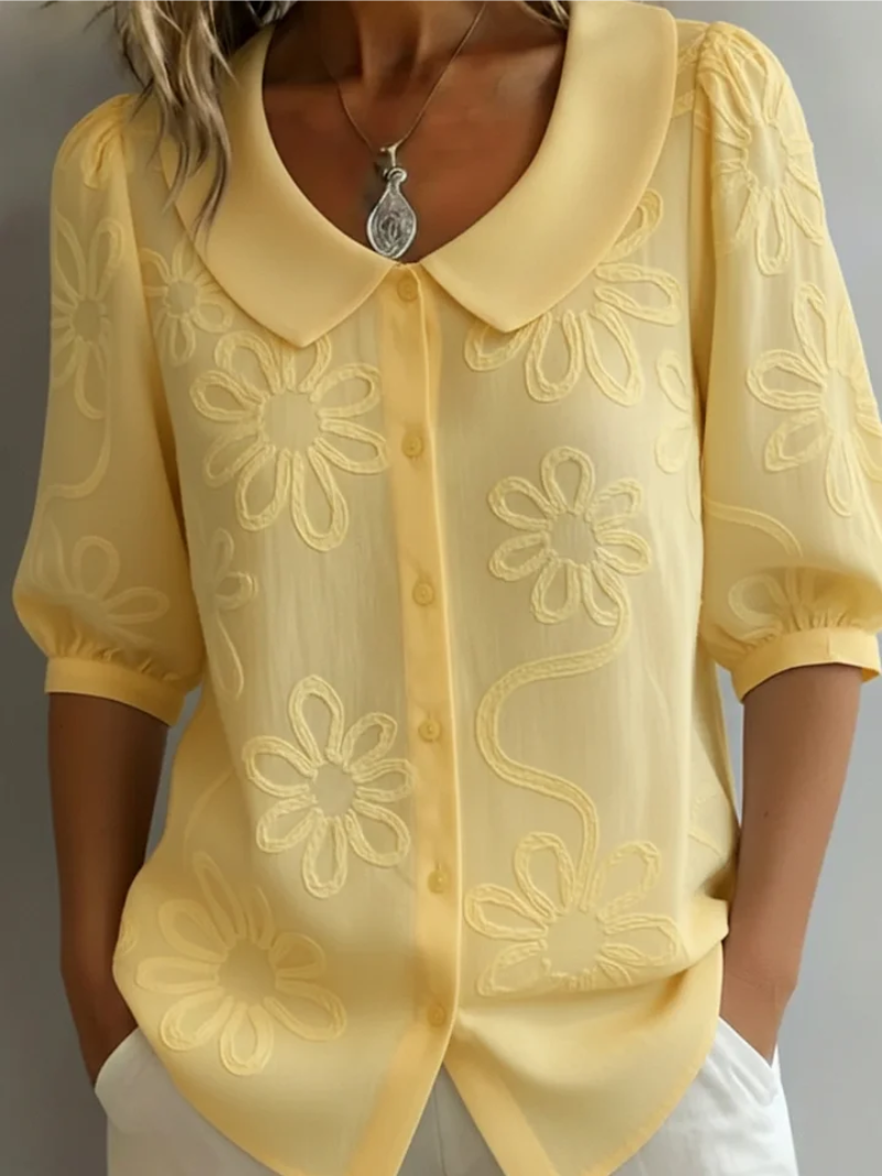 Helvano | Blumenbluse mit Rundhals für Damen