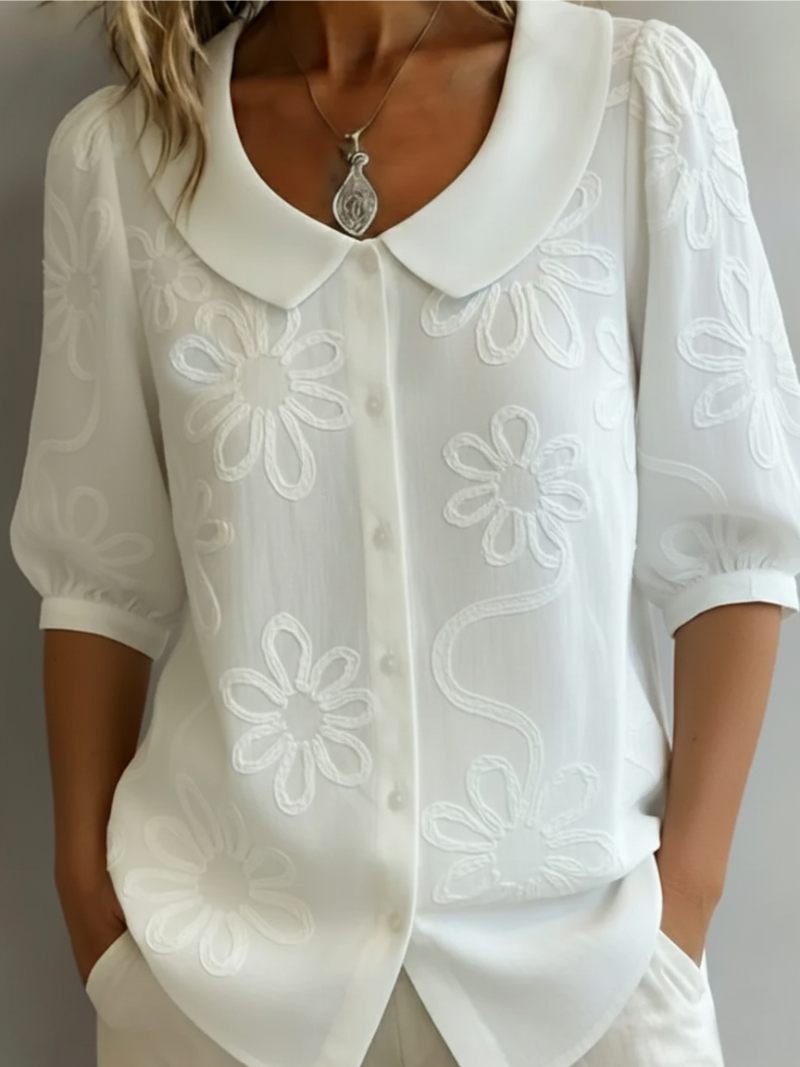 Helvano | Blumenbluse mit Rundhals für Damen