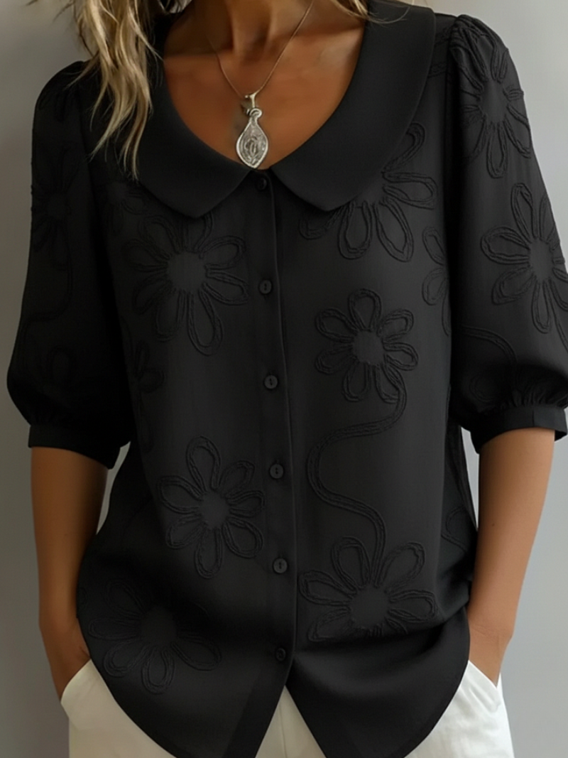 Helvano | Blumenbluse mit Rundhals für Damen