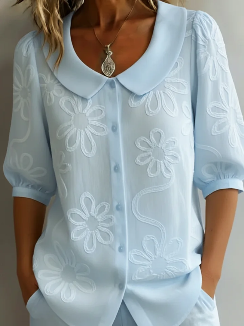 Helvano | Blumenbluse mit Rundhals für Damen