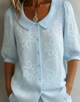 Helvano | Blumenbluse mit Rundhals für Damen